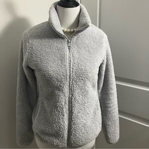 UNIQLO | Fluffy Yarn Fleece Full-Zip Baby Blue Jacket | size S